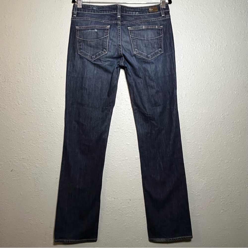 Paige JimmyJimmy Jeans | Slim Straight|Low Rise Distressed | Dark Wash | Size 27 - Picture 5 of 10
